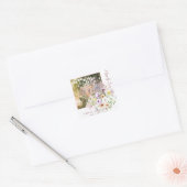 Blush Lavendel Paarse bloemen gelukkig ooit daarna Vierkante Sticker (Envelop)