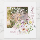 Blush Lavendel Paarse bloemen gelukkig ooit daarna Wijn Etiket (Enkel label)