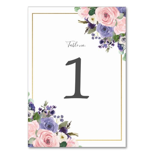 Blush Lavendel Paarse Bloemen Groen Bruiloft Kaart (Achterkant)