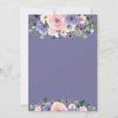 Blush Lavendel Paarse Bloemen Groen Bruiloft Kaart (Achterkant)