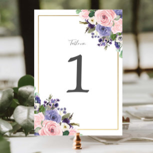 Blush Lavendel Paarse Bloemen Groen Bruiloft Kaart