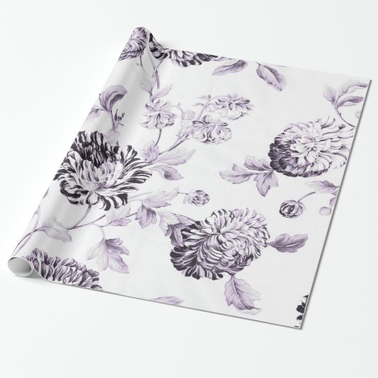 Blush Lavender Botanische Floral Toile Cadeaupapier (Uitgerold)