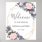 Blush Lavender Paars Floral Weddenschap Welkomstte Poster (Voorkant)