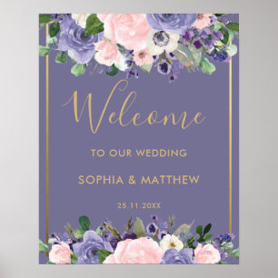 Blush Lavender Paars Floral Weddenschap Welkomstte Poster