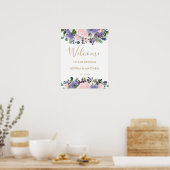 Blush Lavender Paars Floral Weddenschap Welkomstte Poster (Keuken)