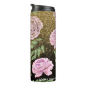 *~* Blush Lavender PEONY Gold Glitter Floral Thermosbeker (Geroteerd rechts)