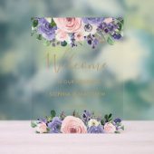 Blush Lavender Purple Floral Wedding Welcome Acryl Bord (Neutraal)