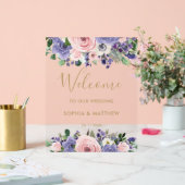 Blush Lavender Purple Floral Wedding Welcome Acryl Bord (Huwelijk)