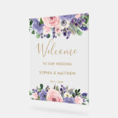 Blush Lavender Purple Floral Wedding Welcome Acryl Bord (Hoek)