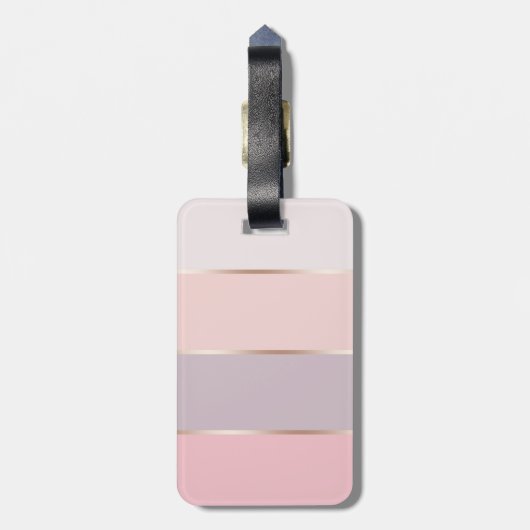 Blush & Lavender Roos Gold Wide Stripes Bagagelabel (Achterkant verticaal)