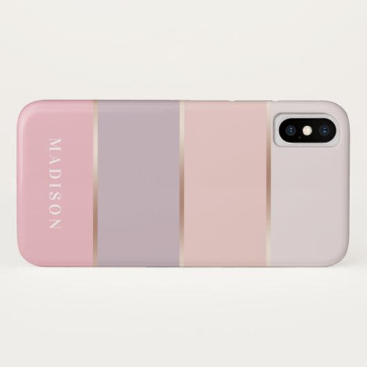 Blush & Lavender Roos Gold Wide Stripes Case-Mate iPhone Case (Achterkant (horizontaal))