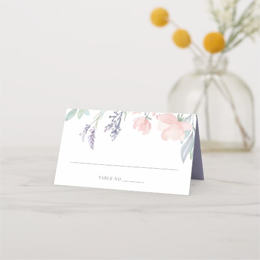 Blush Lavender Waterverf Floral Folded Plaatskaartje (Voorkant)