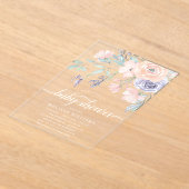 Blush Lavender Waterverf Floral Girl Baby shower Acryl Uitnodigingen (Laagn)