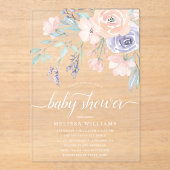 Blush Lavender Waterverf Floral Girl Baby shower Acryl Uitnodigingen (Voorkant)