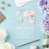 Blush Lavender Waterverf Floral Girl Baby shower Acryl Uitnodigingen (Insitu (Huwelijk))