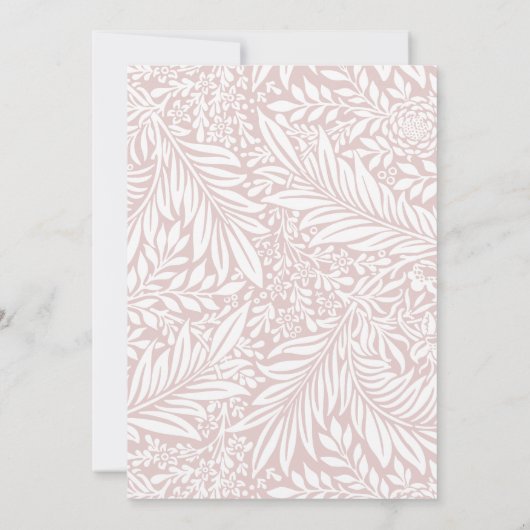 Blush Leaf Floral Baby shower Invitation Kaart (Achterkant)