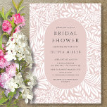 Blush Leaf Floral Bridal Shower-uitnodiging Kaart<br><div class="desc">Moderne bladeren- en bloemenpatroon met een stijlvol ovaal dat uw partijinformatie in zwart-wit en roze maakt.</div>