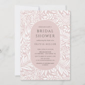 Blush Leaf Floral Bridal Shower-uitnodiging Kaart (Voorkant)