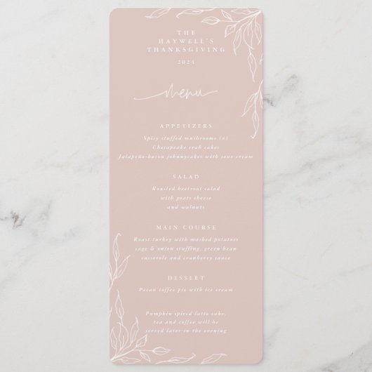 Blush Leaf Thanksgiving Dinner Flat 4 Course Menu (Voorkant)
