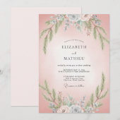 Blush Leigrijs Bladerig Huwelijk Kaart (Voorkant / Achterkant)