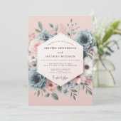 Blush Leiste Romantische Bloei Bruiloft Kaart (Staand voorkant)