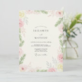 Blush Lemon Leaf Bruiloft Kaart (Staand voorkant)