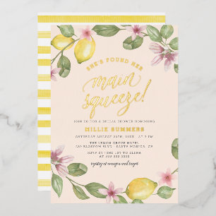 Blush Lemon Wreath Main Squeeze Vrijgezellenfees Folie Uitnodiging
