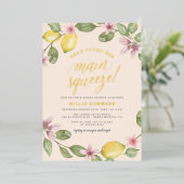 Blush | Lemon Wreath Main Squeeze Vrijgezellenfees Folie Uitnodiging (Staand Voorkant)