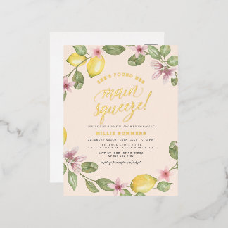 Blush | Lemon Wreath Main Squeeze Vrijgezellenfees Folie Uitnodiging Briefkaart