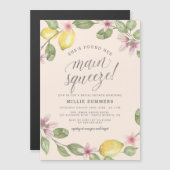 Blush | Lemon Wreath Main Squeeze Vrijgezellenfees Magnetische Uitnodiging (Voorkant / Achterkant)