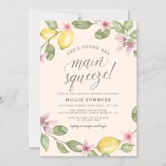 Blush | Lemon Wreath Main Squeeze Vrijgezellenfees Magnetische Uitnodiging