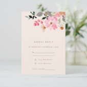 Blush Liefroze Waterverf Floral Weddenschap RSVP Informatiekaartje (Staand voorkant)