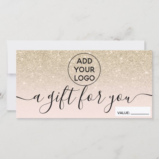Blush light glitter logo gift certificate (Voorkant)