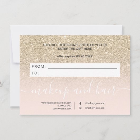 Blush light glitter ombre certificate (Achterkant)