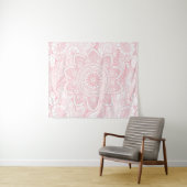 Blush Light Pink Mandala met Floral Pattern Wandkleed (In Situ (horizontaal))