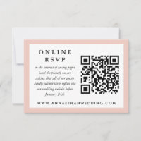 Blush Lijst Bruiloft QR-code Online RSVP-kaart