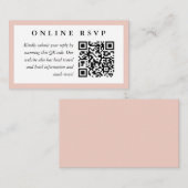 Blush Lijst Online Weddenschap RSVP met QR-code Informatiekaartje (Voorkant / Achterkant)