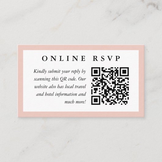 Blush Lijst Online Weddenschap RSVP met QR-code Informatiekaartje (Voorkant)