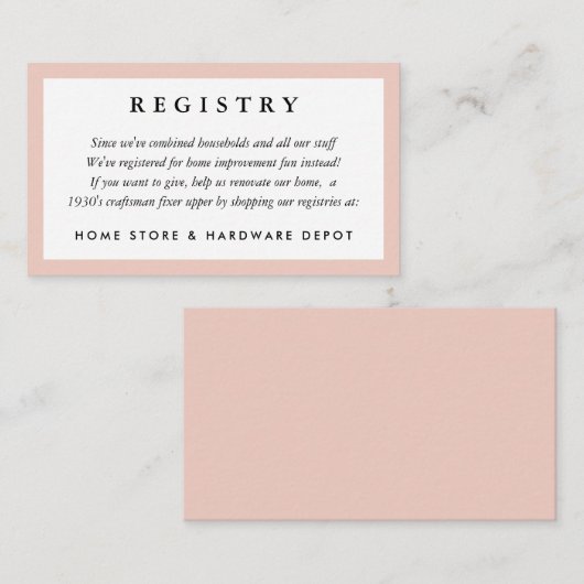 Blush Lijst Weddenregistratiekaart Informatiekaartje (Voorkant / Achterkant)