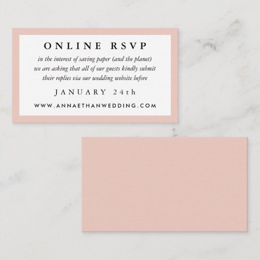 Blush Lijst Weddenschap Online RSVP-kaart Informatiekaartje (Voorkant / Achterkant)