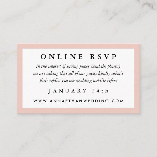 Blush Lijst Weddenschap Online RSVP-kaart Informatiekaartje (Voorkant)