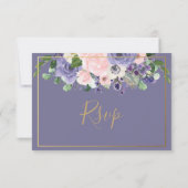 Blush Lila Bloemen Bruiloft Maaltijd Keuze RSVP Ka (Achterkant)