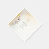 Blush & Lila Bloemen ,Goud Kruis Doop servetten (Hoek)
