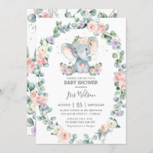Blush Lila Bloemengroen Olifant Baby shower
