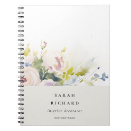 Blush Lila Waterverf Roos Bloemen Bunch Business Notitieboek