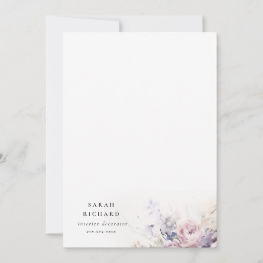 Blush Lila Waterverf Roos Bloemen Bunch Business Notitiekaartje (Voorkant)