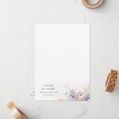 Blush Lila Waterverf Roos Bloemen Bunch Business Notitiekaartje (Voorkant / Achterkant in situ)