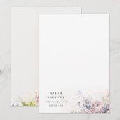 Blush Lila Waterverf Roos Bloemen Bunch Business Notitiekaartje (Voorkant / Achterkant)