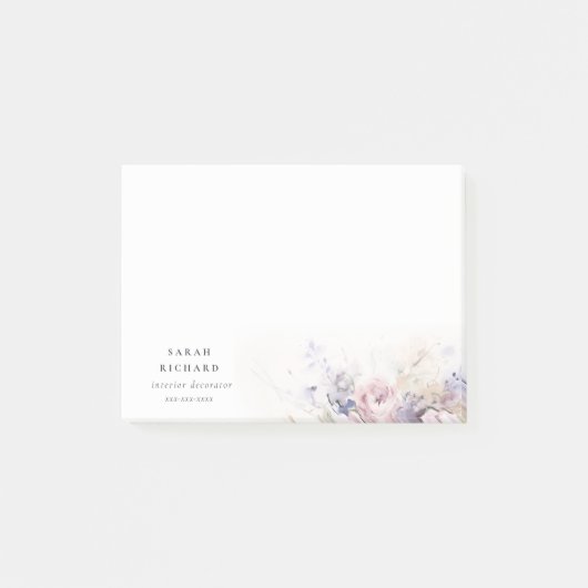 Blush Lila Waterverf Roos Bloemen Bunch Business Post-it® Notes (Voorkant)