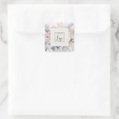 Blush Lila Waterverf Roos Bloemen Logo Business Vierkante Sticker (Tas)